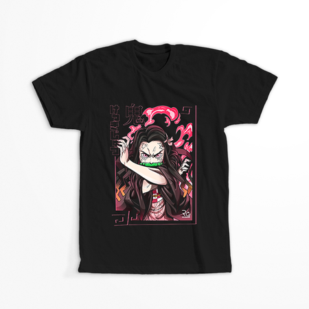 Koszulka Czarna Demon Slayer / Kimetsu no Yaiba / Miecz zabójcy demonów - WYBIERZ KOLOR KOSZULKI I FASON