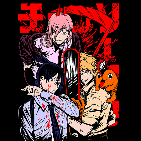 Koszulka Biała  Chainsaw Man WYBIERZ KOLOR KOSZULKI I FASON