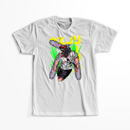 Koszulka Biała  Chainsaw Man WYBIERZ KOLOR KOSZULKI I FASON