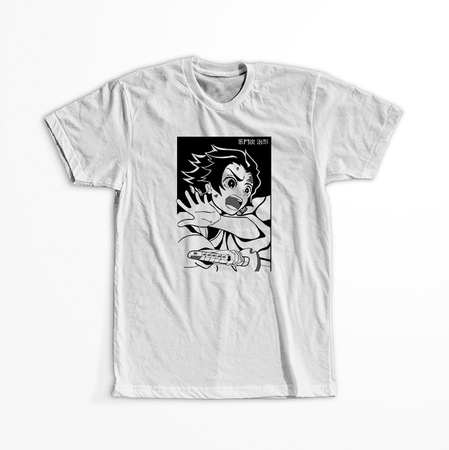 Koszulka Biała Demon Slayer / Kimetsu no Yaiba / Miecz zabójcy demonów - WYBIERZ KOLOR KOSZULKI I FASON