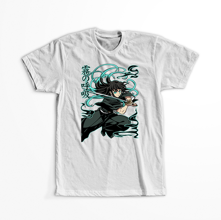 Koszulka Biała Demon Slayer / Kimetsu no Yaiba / Miecz zabójcy demonów - WYBIERZ KOLOR KOSZULKI I FASON