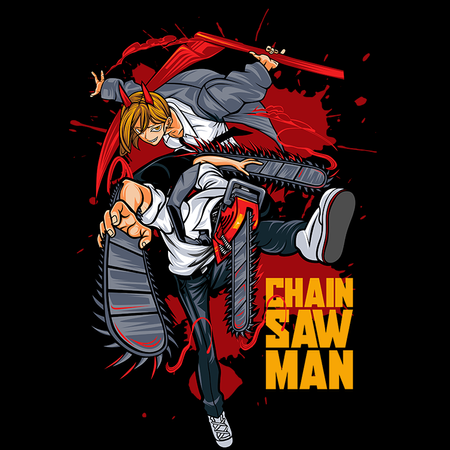 Koszulka Biała  Chainsaw Man WYBIERZ KOLOR KOSZULKI I FASON