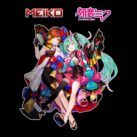 Koszulka Czarna Vocaloid Hatsune Miku & Meiko - WYBIERZ KOLOR KOSZULKI I FASON