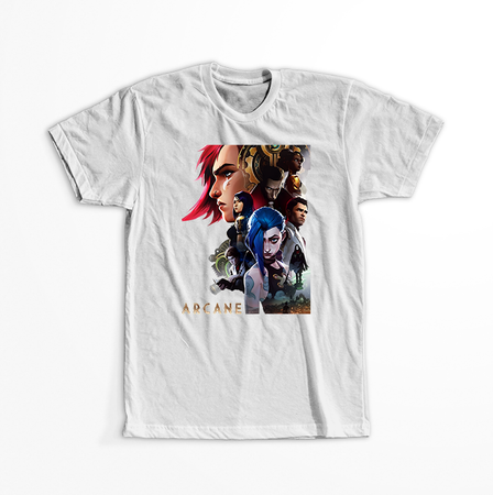 Koszulka Biała - League of Legends & Arcane - WYBIERZ KOLOR KOSZULKI I FASON