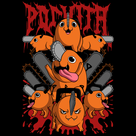 Koszulka Czarna Chainsaw Man WYBIERZ KOLOR KOSZULKI I FASON