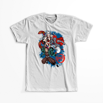 Koszulka Biała Demon Slayer / Kimetsu no Yaiba / Miecz zabójcy demonów - WYBIERZ KOLOR KOSZULKI I FASON