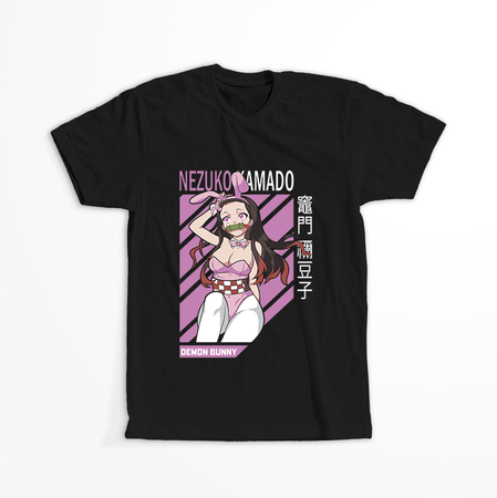 Koszulka Czarna Demon Slayer / Kimetsu no Yaiba / Miecz zabójcy demonów - WYBIERZ KOLOR KOSZULKI I FASON