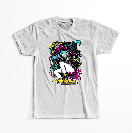 Koszulka Biała Cyberpunk Edgerunners - WYBIERZ KOLOR KOSZULKI I FASON