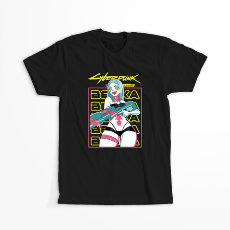 Koszulka Czarna Cyberpunk Edgerunners - WYBIERZ KOLOR KOSZULKI I FASON