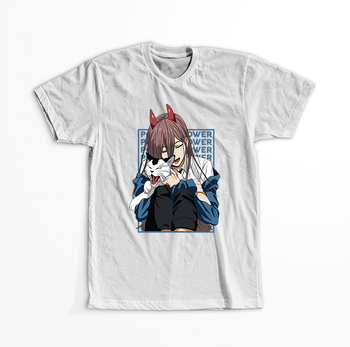 Koszulka Biała Chainsaw Man WYBIERZ KOLOR KOSZULKI I FASON