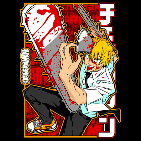 Koszulka Biała  Chainsaw Man WYBIERZ KOLOR KOSZULKI I FASON