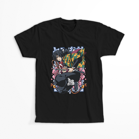 Koszulka Czarna Demon Slayer / Kimetsu no Yaiba / Miecz zabójcy demonów - WYBIERZ KOLOR KOSZULKI I FASON