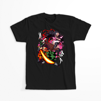 Koszulka Czarna Demon Slayer / Kimetsu no Yaiba / Miecz zabójcy demonów - WYBIERZ KOLOR KOSZULKI I FASON