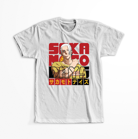 Koszulka Biała Sakamoto Days - WYBIERZ KOLOR KOSZULKI I FASON