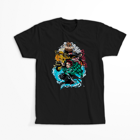 Koszulka Czarna Demon Slayer / Kimetsu no Yaiba / Miecz zabójcy demonów - WYBIERZ KOLOR KOSZULKI I FASON