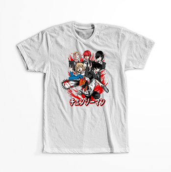 Koszulka Biała  Chainsaw Man WYBIERZ KOLOR KOSZULKI I FASON