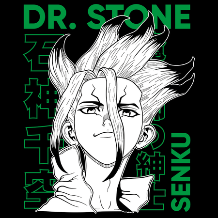 Koszulka Czarna Dr. Stone - WYBIERZ KOLOR KOSZULKI I FASON