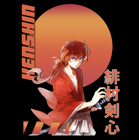 Koszulka Czarna Rurouni Kenshin WYBIERZ KOLOR KOSZULKI I FASON