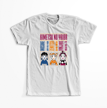 Koszulka Biała Demon Slayer / Kimetsu no Yaiba / Miecz zabójcy demonów - WYBIERZ KOLOR KOSZULKI I FASON