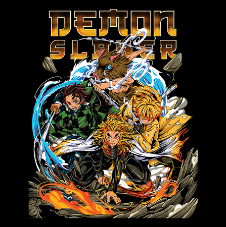 Koszulka Biała Demon Slayer / Kimetsu no Yaiba / Miecz zabójcy demonów - WYBIERZ KOLOR KOSZULKI I FASON