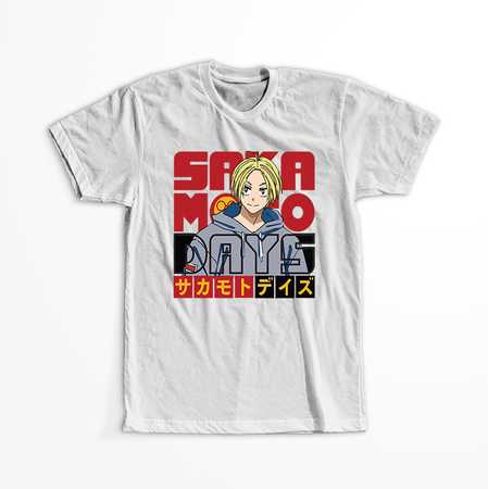 Koszulka Biała Sakamoto Days - WYBIERZ KOLOR KOSZULKI I FASON