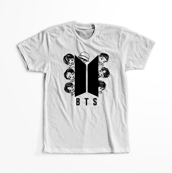 Koszulka Biała BTS - WYBIERZ KOLOR KOSZULKI I FASON
