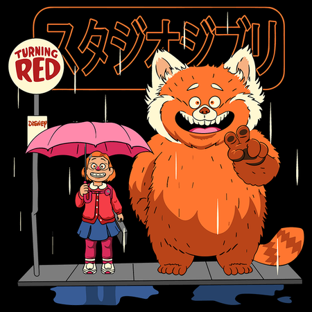 Koszulka Czarna My Neighbor Totoro / Mój sąsiad Totoro & To nie wypanda / Turning red - WYBIERZ KOLOR KOSZULKI I FASON