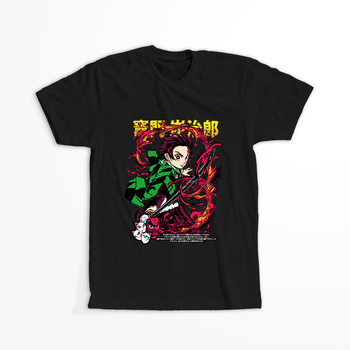 Koszulka Czarna Demon Slayer / Kimetsu no Yaiba / Miecz zabójcy demonów - WYBIERZ KOLOR KOSZULKI I FASON