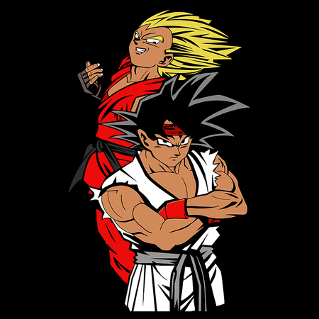 Koszulka Biała Dragon Ball x Street Fighter - WYBIERZ KOLOR KOSZULKI I FASON