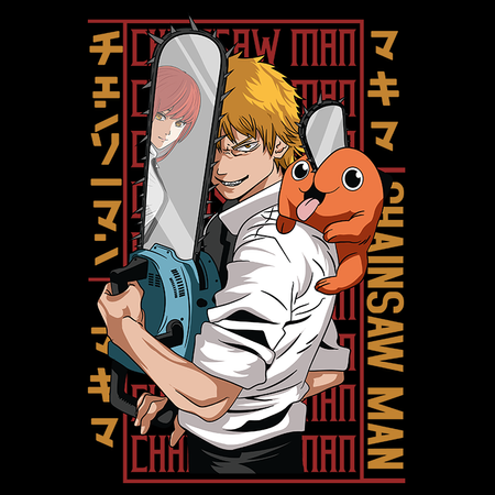 Koszulka Czarna Chainsaw Man WYBIERZ KOLOR KOSZULKI I FASON