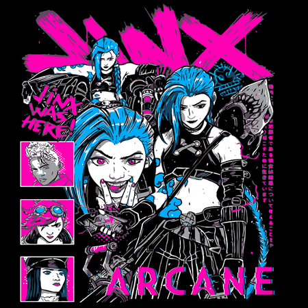 Koszulka Czarna - League of Legends & Arcane - WYBIERZ KOLOR KOSZULKI I FASON