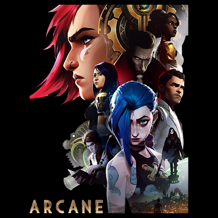 Koszulka Czarna - League of Legends & Arcane - WYBIERZ KOLOR KOSZULKI I FASON