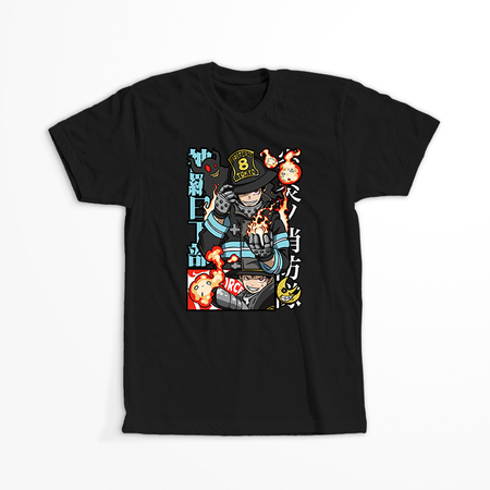 Koszulka Czarna Fire Force - WYBIERZ KOLOR KOSZULKI I FASON