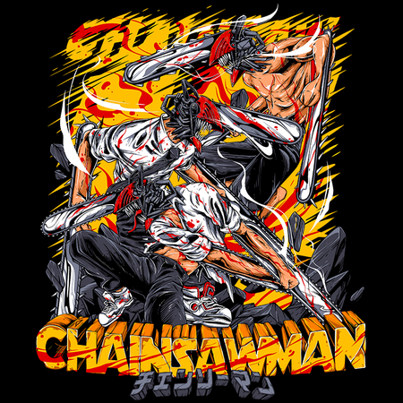 Koszulka Biała  Chainsaw Man WYBIERZ KOLOR KOSZULKI I FASON