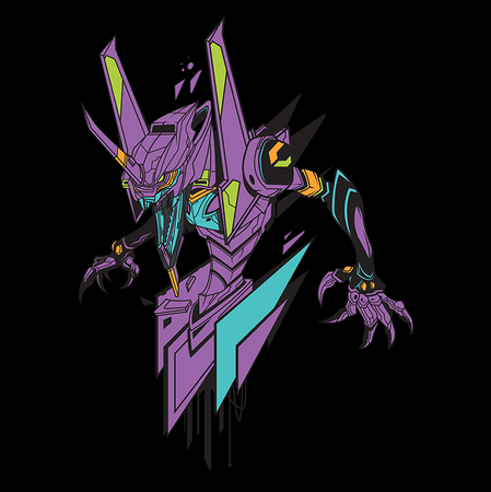 Koszulka Czarna Neon Genesis Evangelion - WYBIERZ KOLOR KOSZULKI I FASON