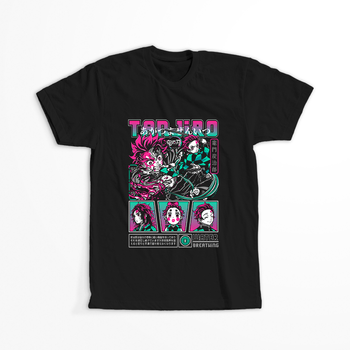 Koszulka Czarna Demon Slayer / Kimetsu no Yaiba / Miecz zabójcy demonów - WYBIERZ KOLOR KOSZULKI I FASON