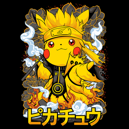 Koszulka Czarna - Pokemon x Naruto - WYBIERZ KOLOR KOSZULKI I FASON