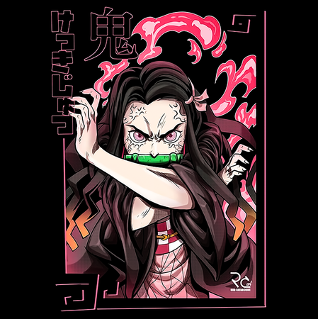 Koszulka Czarna Demon Slayer / Kimetsu no Yaiba / Miecz zabójcy demonów - WYBIERZ KOLOR KOSZULKI I FASON
