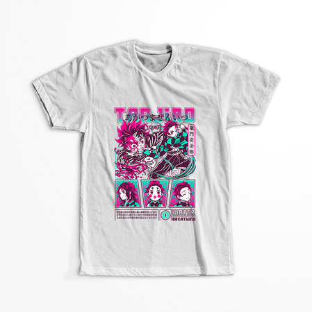 Koszulka Biała Demon Slayer / Kimetsu no Yaiba / Miecz zabójcy demonów - WYBIERZ KOLOR KOSZULKI I FASON