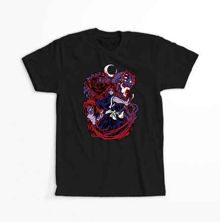 Koszulka Czarna Demon Slayer / Kimetsu no Yaiba / Miecz zabójcy demonów - WYBIERZ KOLOR KOSZULKI I FASON