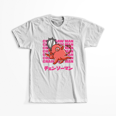 Koszulka Biała Chainsaw Man WYBIERZ KOLOR KOSZULKI I FASON