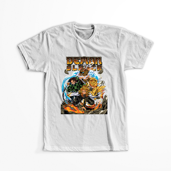 Koszulka Biała Demon Slayer / Kimetsu no Yaiba / Miecz zabójcy demonów - WYBIERZ KOLOR KOSZULKI I FASON