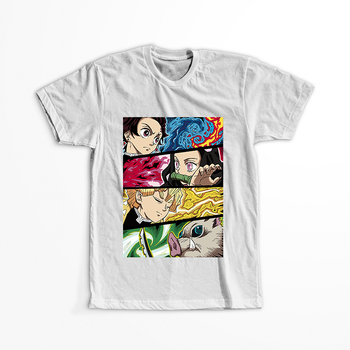 Koszulka Biała Demon Slayer / Kimetsu no Yaiba / Miecz zabójcy demonów - WYBIERZ KOLOR KOSZULKI I FASON