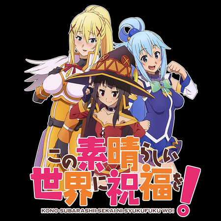 Koszulka Czarna KonoSuba: God's Blessing on This Wonderful World! / Kono Subarashii Sekai ni Shukufuku wo! - WYBIERZ KOLOR KOSZULKI I FASON