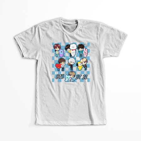 Koszulka Biała BTS - WYBIERZ KOLOR KOSZULKI I FASON