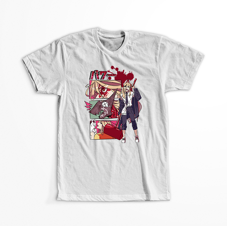 Koszulka Biała Chainsaw Man WYBIERZ KOLOR KOSZULKI I FASON