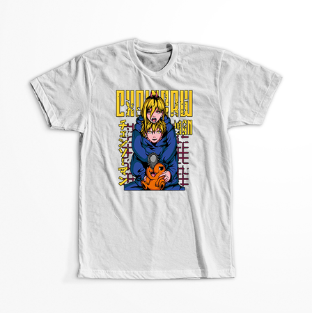 Koszulka Biała  Chainsaw Man WYBIERZ KOLOR KOSZULKI I FASON