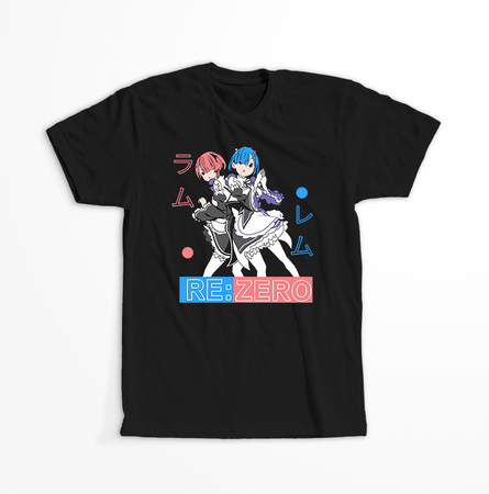 Koszulka Czarna Re:Zero - WYBIERZ KOLOR KOSZULKI I FASON