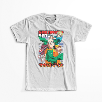 Koszulka Biała Sakamoto Days - WYBIERZ KOLOR KOSZULKI I FASON