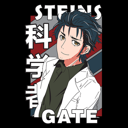 Koszulka Czarna - Steins;Gate - WYBIERZ KOLOR KOSZULKI I FASON